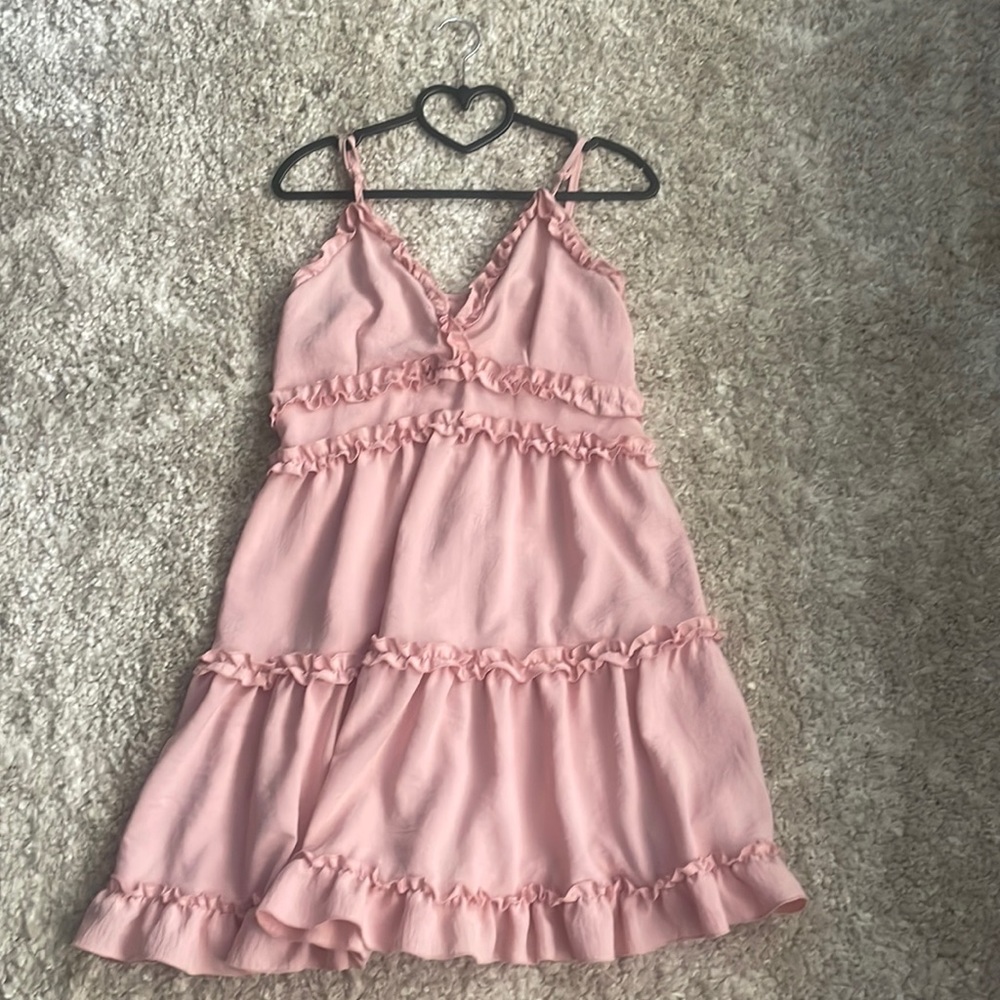 pink ruffled mini dress size small